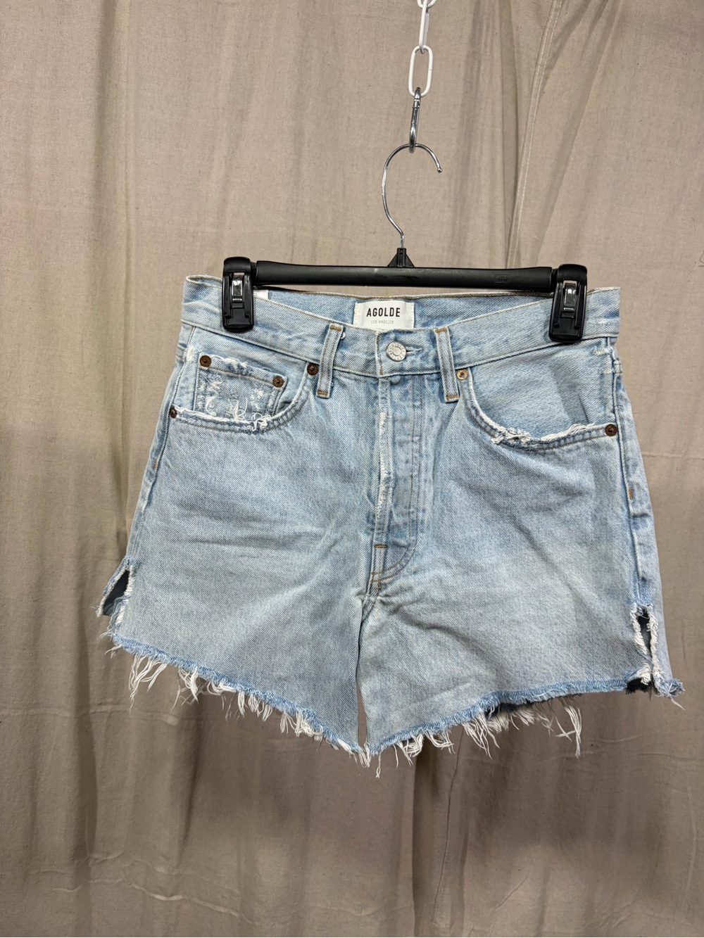 Agolde Parker Light Wash Denim Shorts